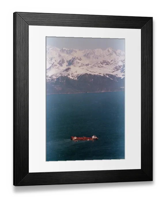 Framed Print : Aerial Of Exxon Valdez & Mountains Framed Print : Aerial Of Exxon Valdez & Mountains