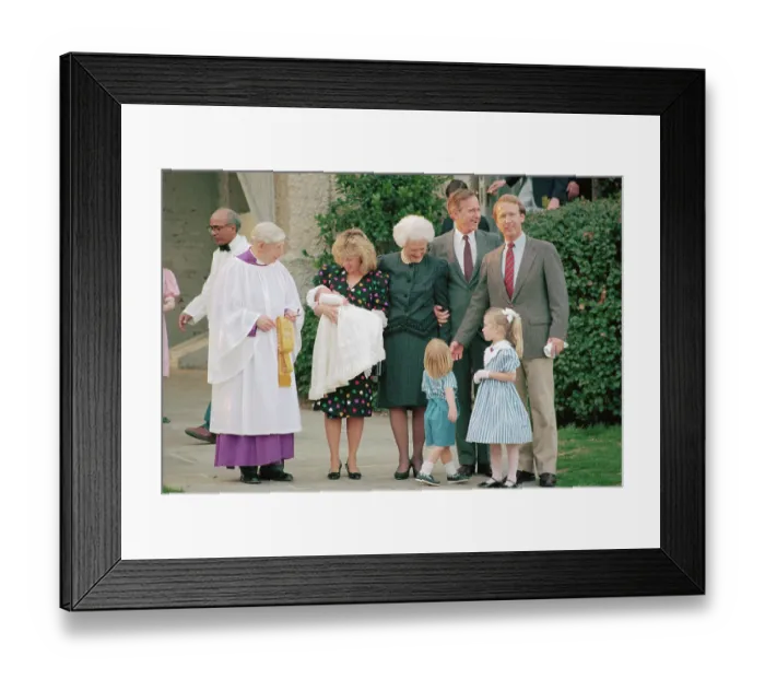Framed Print : George and Barbara Bush at Christening of Their Grandchild Framed Print : George and Barbara Bush at Christening of Their Grandchild