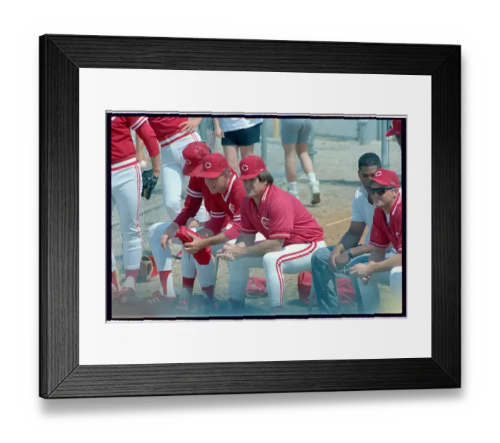Framed Print : PEte Rose Sitting in Bull Pen