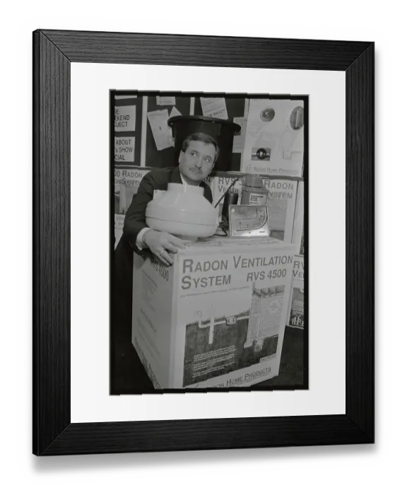 Framed Print : Dennis Dawson Displaying Radon Gas Kit Framed Print : Dennis Dawson Displaying Radon Gas Kit