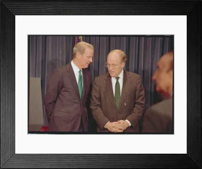 Framed Print : Dick Cheney and James Baker Putting Heads Together Framed Print : Dick Cheney and James Baker Putting Heads Together