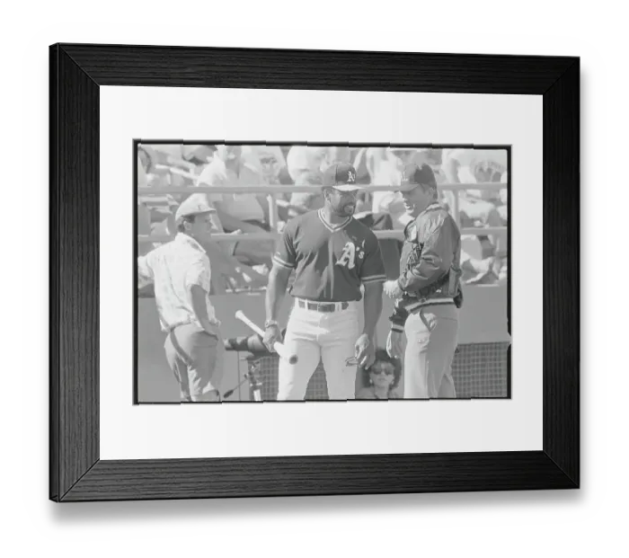 Framed Print : Reggie Jackson Conversing with Larry McCoy Framed Print : Reggie Jackson Conversing with Larry McCoy