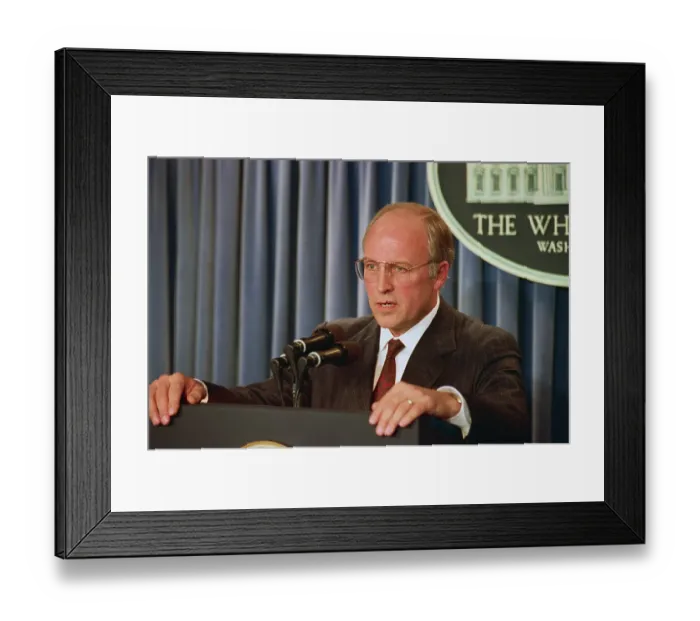 Framed Print : Richard Cheney Speaking to Reporters Framed Print : Richard Cheney Speaking to Reporters