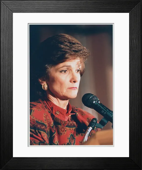Framed Print : Kitty Dukakis at Microphones During Press Conference Framed Print : Kitty Dukakis at Microphones During Press Conference