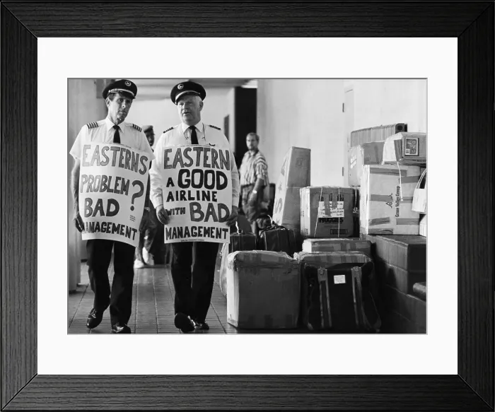 Framed Print : Striking Airline Pilots with Placards Framed Print : Striking Airline Pilots with Placards