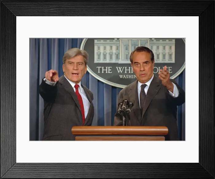 Framed Print : Senators Bob Dole(R-Kansas) and John Warner (R-Va) Answer Questions During a Press Conference Framed Print : Senators Bob Dole(R-Kansas) and John Warner (R-Va) Answer Questions During a Press Conference