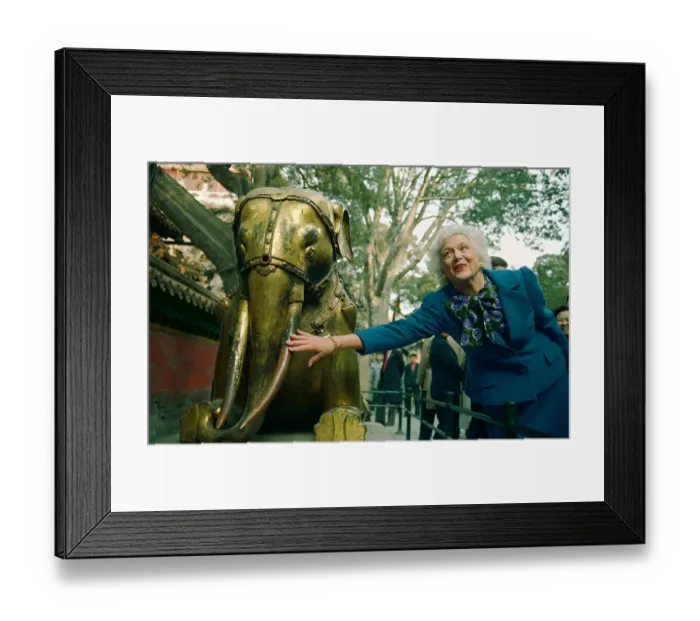 Framed Print : Young Chinese Girl Using Camera to See Barbara Bush on Tour Framed Print : Young Chinese Girl Using Camera to See Barbara Bush on Tour