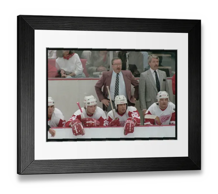Framed Print : Bob Probert and Peter Klima Sitting on Bench