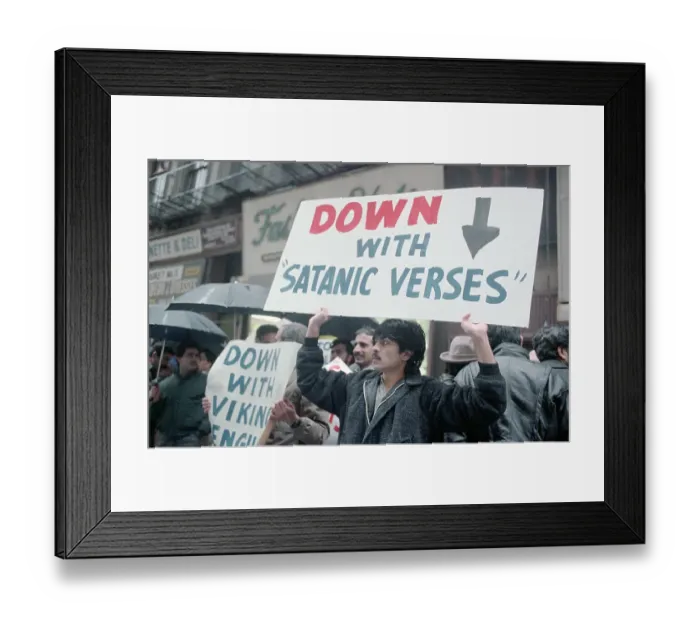 Framed Print : Demonstrators Protesting Salman Rushdie's Book Framed Print : Demonstrators Protesting Salman Rushdie's Book