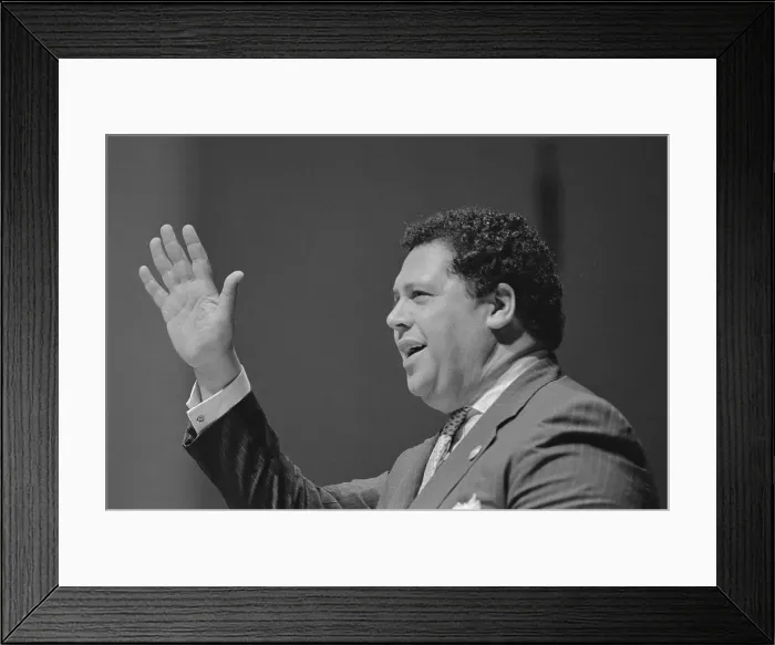 Framed Print : Maynard Jackson Waving to Crowd Framed Print : Maynard Jackson Waving to Crowd