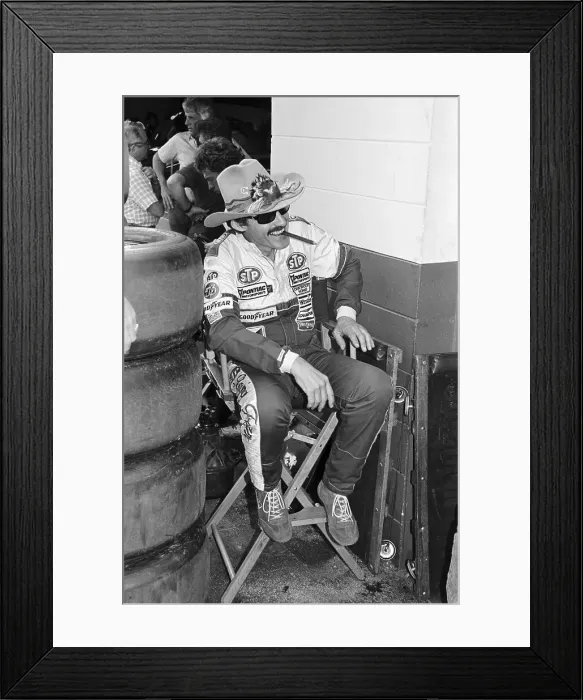 Framed Print : Richard Petty Sitting in Directors Chair Framed Print : Richard Petty Sitting in Directors Chair