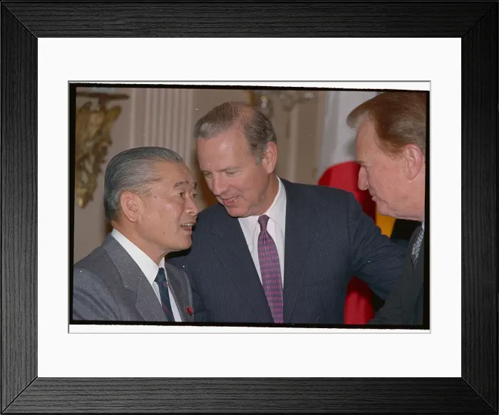 Framed Print : James Baker Talking with Japanese Prime Minister Framed Print : James Baker Talking with Japanese Prime Minister
