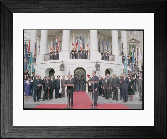Framed Print : Noboru Takeshita Making Departure Statement