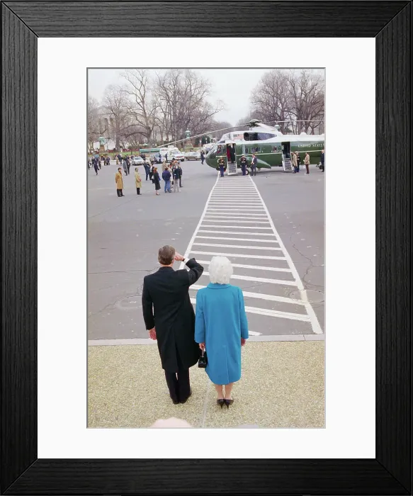 Framed Print : President Bush and Ronald Reagan Saluting Each Other