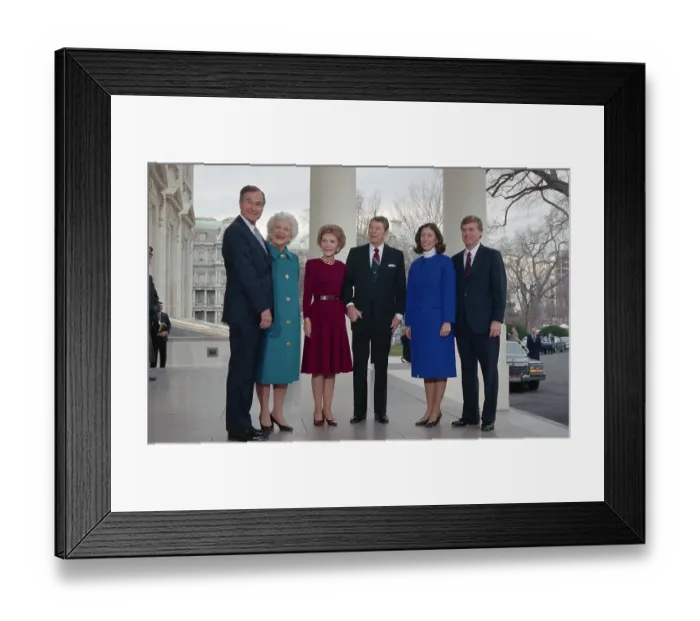 Framed Print : President Reagan Posing with Wife and Others Framed Print : President Reagan Posing with Wife and Others