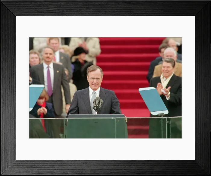 Framed Print : George Bush Giving Inaugural Address Framed Print : George Bush Giving Inaugural Address