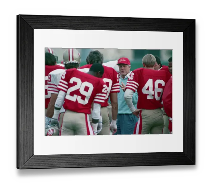 Framed Print : Bill Walsh Talking to Football Team Framed Print : Bill Walsh Talking to Football Team