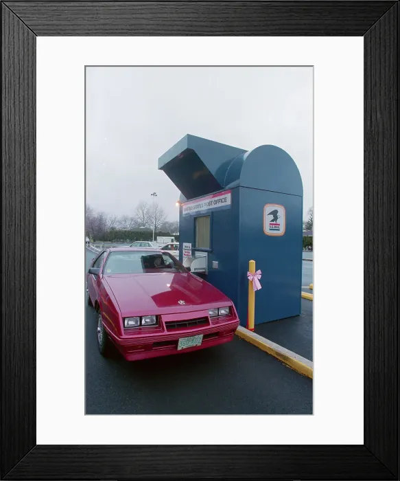 Framed Print : Car Pulling Up To Drive-In Mailbox Framed Print : Car Pulling Up To Drive-In Mailbox