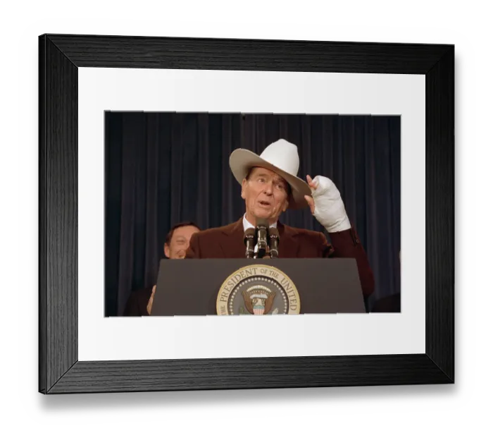 Framed Print : Ronald Reagan Adjusting Hat Framed Print : Ronald Reagan Adjusting Hat