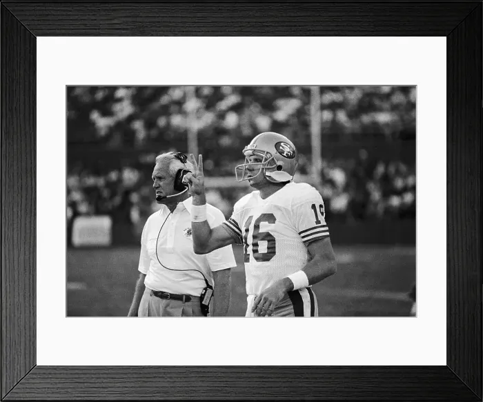 Framed Print : Joe Montana Signalling Play from Sidelines Framed Print : Joe Montana Signalling Play from Sidelines