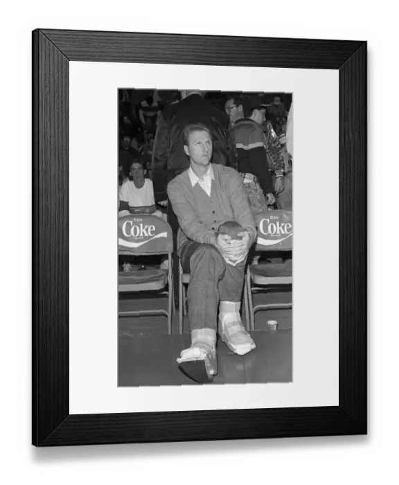 Framed Print : Larry Bird Watching From Sidelines Framed Print : Larry Bird Watching From Sidelines