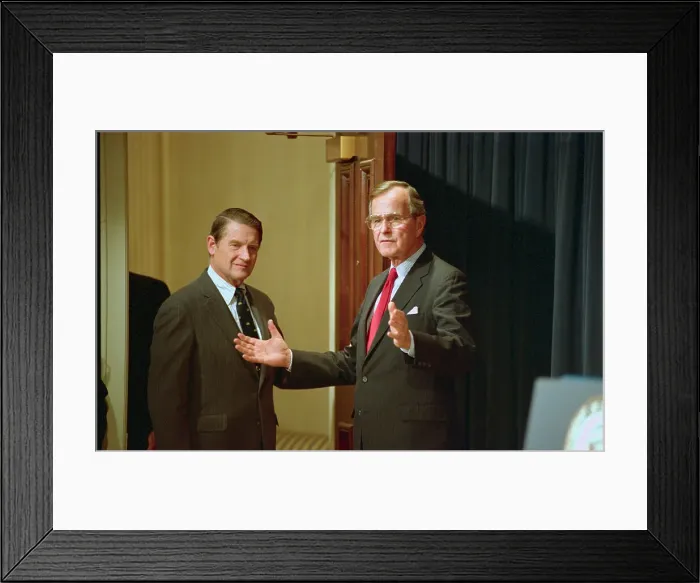 Framed Print : William Webster Holding Door for George Bush Framed Print : William Webster Holding Door for George Bush