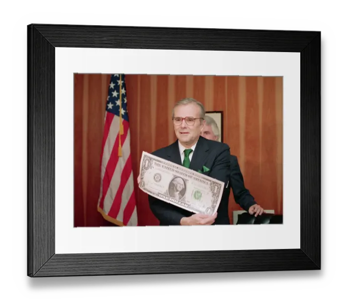 Framed Print : Nicholas Brady with Dollar Bill Replica Framed Print : Nicholas Brady with Dollar Bill Replica