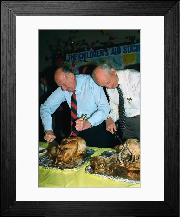 Framed Print : Frank Perdue and Ed Koch Carving Turkeys Framed Print : Frank Perdue and Ed Koch Carving Turkeys
