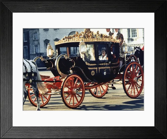 Framed Print : Queen Elizabeth Riding in State Coach Framed Print : Queen Elizabeth Riding in State Coach