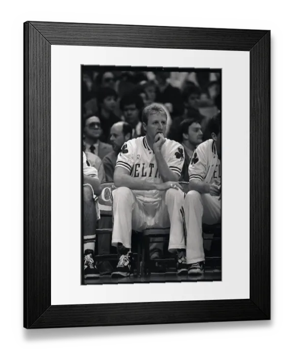 Framed Print : Larry Bird Watching From Bench