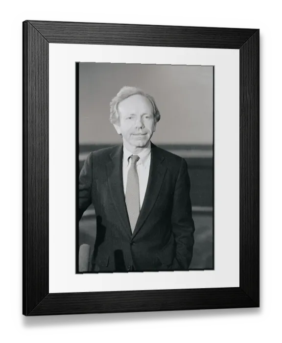 Framed Print : Attorney General Joseph I. Lieberman at Microphones
