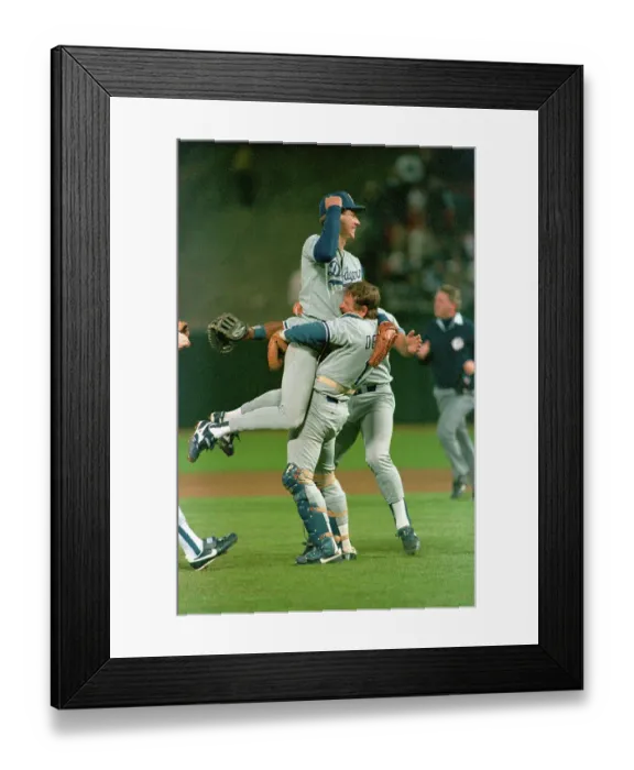 Framed Print : Rick Dempsey Hugging Orel Hershiser