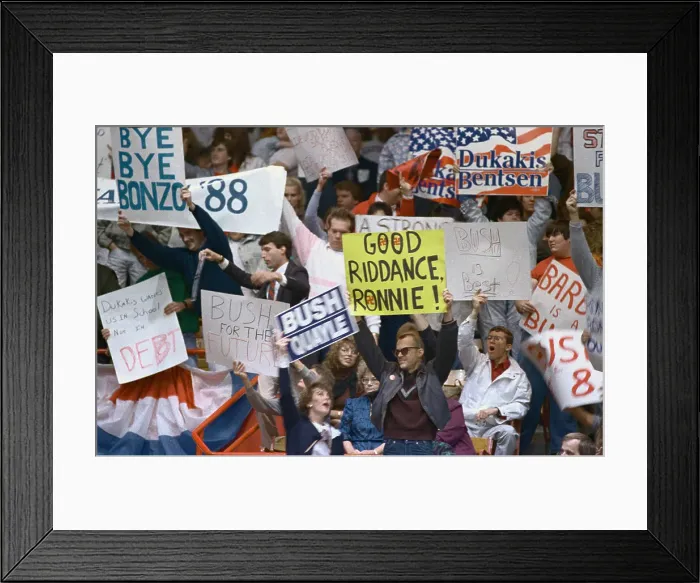 Framed Print : Crowd Holding Political Campaign Signs Framed Print : Crowd Holding Political Campaign Signs