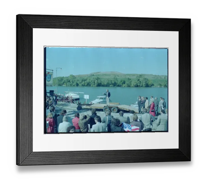 Framed Print : Robert Redford Speaks at Polluted River