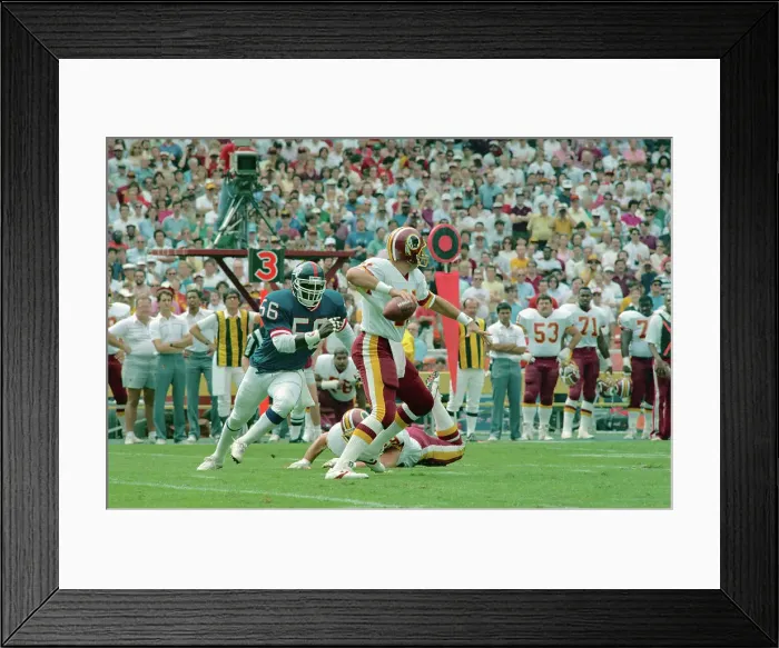 Framed Print : Giants Linebacker Lawrence Taylor Rushing Redskins Quarterback Framed Print : Giants Linebacker Lawrence Taylor Rushing Redskins Quarterback