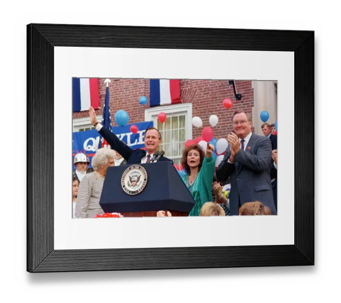 Framed Print : Loretta Lynn and George Bush Waving Framed Print : Loretta Lynn and George Bush Waving