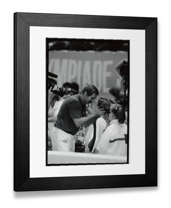 Framed Print : Olympian Phoebe Mills Talking to Coach Framed Print : Olympian Phoebe Mills Talking to Coach