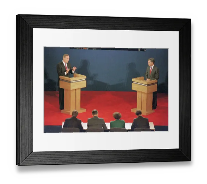 Framed Print : George Bush and Michael Dukakis Debating Framed Print : George Bush and Michael Dukakis Debating