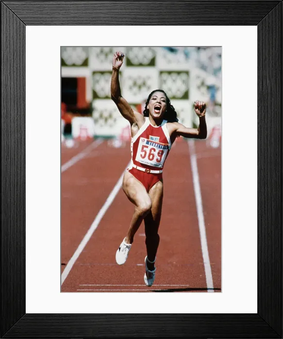 Framed Print : Florence Griffith-Joyner Winning Race Framed Print : Florence Griffith-Joyner Winning Race
