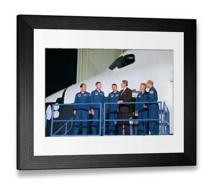 Framed Print : Ronald Reagan Meeting Space Shuttle Discovery Crew