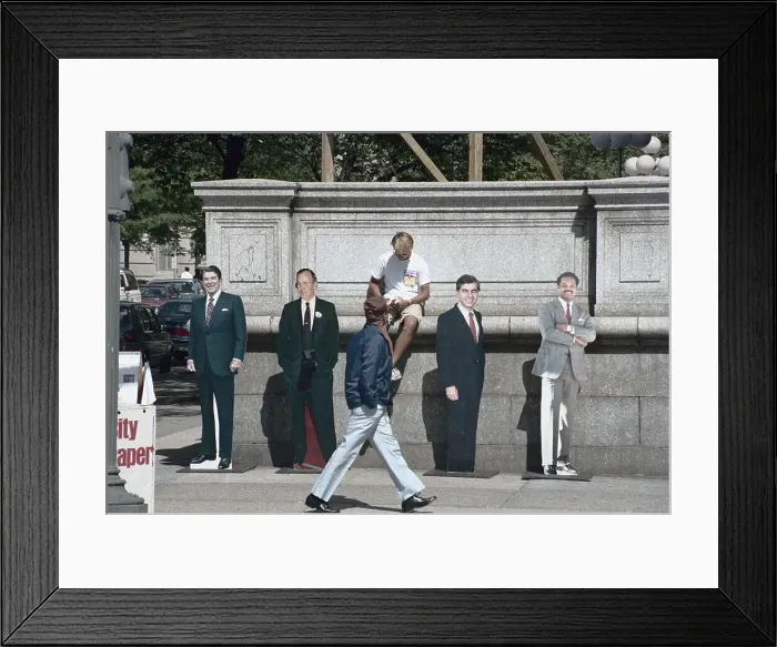 Framed Print : Gene O'Neill with Political Figures Made of Cardboard Framed Print : Gene O'Neill with Political Figures Made of Cardboard