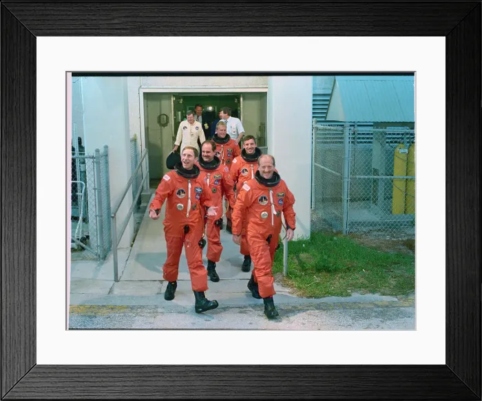 Framed Print : Space Shuttle Discovery Crew Heading for Van Framed Print : Space Shuttle Discovery Crew Heading for Van