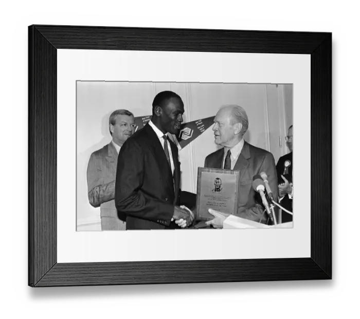 Framed Print : Michael Jordan Receiving Award From Gerald Ford Framed Print : Michael Jordan Receiving Award From Gerald Ford