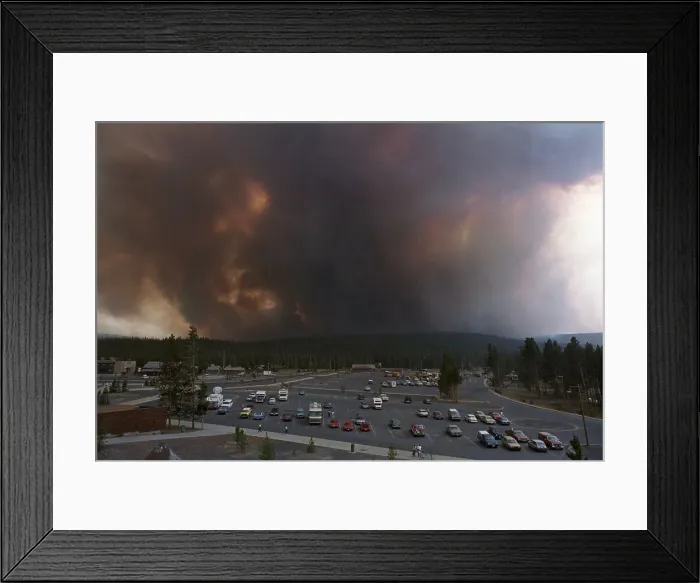 Framed Print : Yellowstone Fire with View of Parking Lot Framed Print : Yellowstone Fire with View of Parking Lot