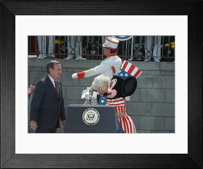 Framed Print : George Bush Addressing Crowd at Disneyland Framed Print : George Bush Addressing Crowd at Disneyland