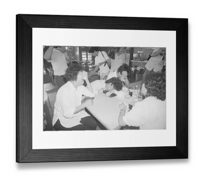 Framed Print : Women Seated At Table Crying