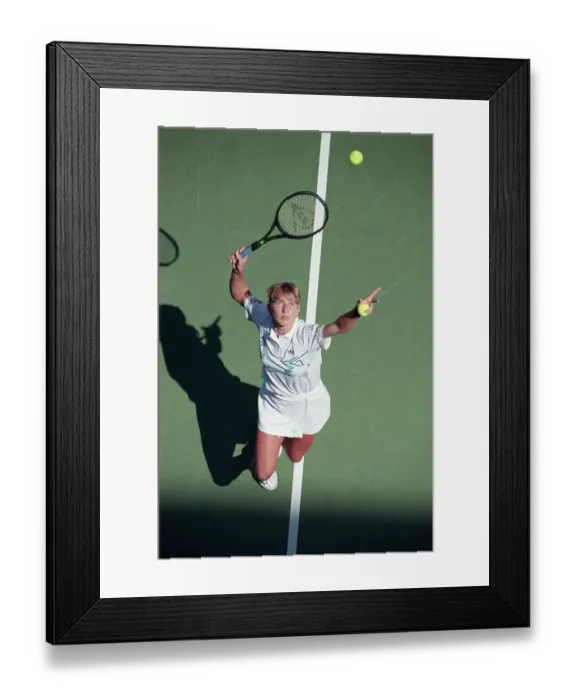 Framed Print : Overview of Steffi Graf Serving in U.S. Open Framed Print : Overview of Steffi Graf Serving in U.S. Open