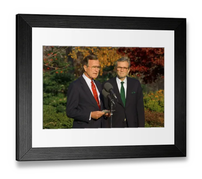 Framed Print : George Bush and James Brady Speaking Framed Print : George Bush and James Brady Speaking