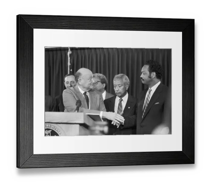 Framed Print : Mayor Koch and Jesse Jackson Shake Hands Framed Print : Mayor Koch and Jesse Jackson Shake Hands