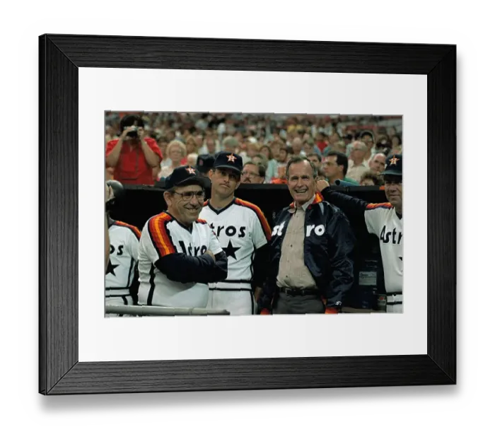 Framed Print : George Bush and Yogi Berra Smiling Framed Print : George Bush and Yogi Berra Smiling